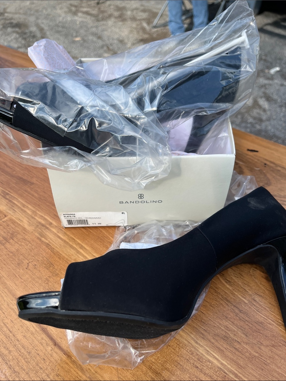 Bandolino Black Peep-Toe Mid Heel Pumps - Picture 5 of 5